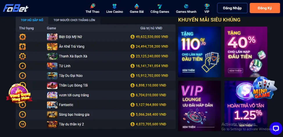 Các chương trình khuyến mãi won88 hấp dẫn